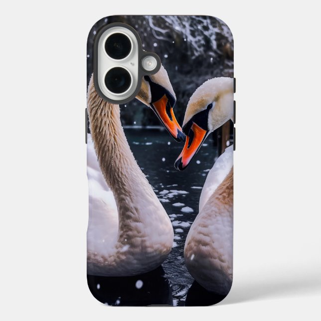 Romantic Swans in a Winter Wonderland Case-Mate iPhone Case (Back)