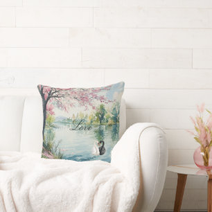 Romantic Swans Lake Love Cushion