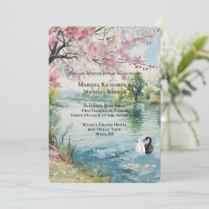 Romantic Swans Lake Wedding Invitation