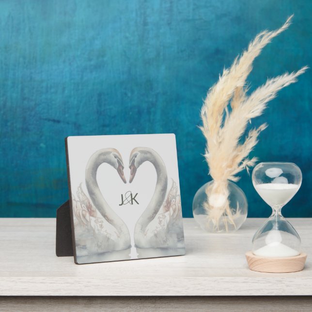 Romantic Swans Monogram Plaque (Insitu)