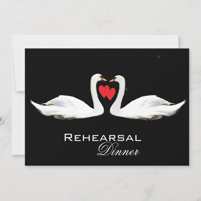 Romantic Swans Rehearsal Dinner Invitation (Front)