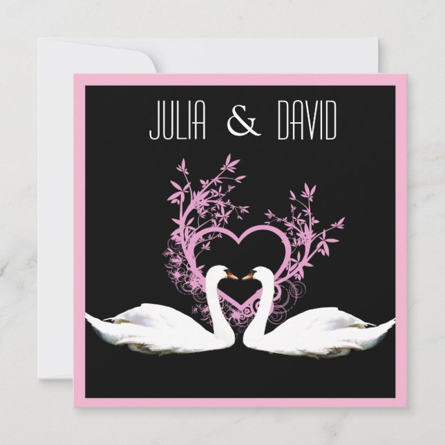 Romantic Swans Wedding Invitation (Front)