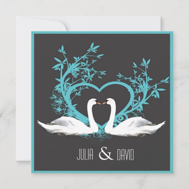 Romantic Swans Wedding Invitation (Front)