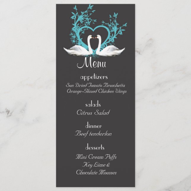 Romantic Swans Wedding Menu (Front)