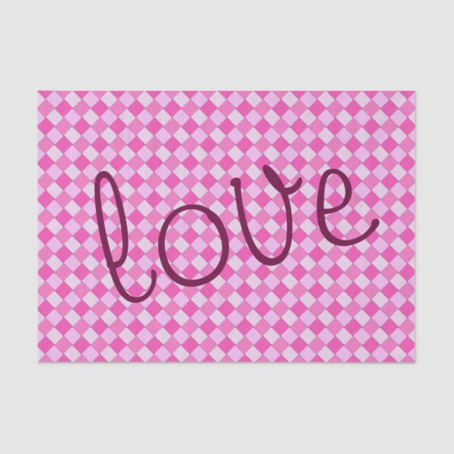Romantic Sweet Graphical Woven Pink Custom Text Tissue Paper (Front)