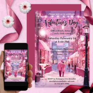 Romantic Sweet Pink Cute Valentine's Day Invitation