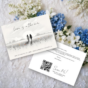 Romantic Sweet Wildflowers Field Lesbian Couple Save The Date