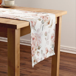 Romantic Table Runner with Floral Pattern