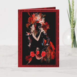 Romantic tango ballroom dancers valentines day hol holiday card