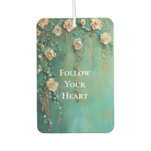 Romantic Teal Blush Pink Flowers Car Air Freshener