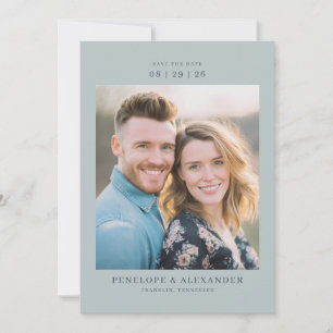 Romantic Teal Contemporary Photo Save The Date