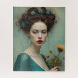 Romantic Teal Dress Jigsaw Puzzle