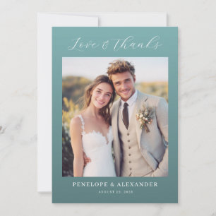 Romantic Teal Elegant Photo Thank You Card