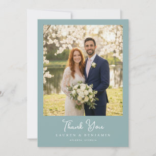Romantic Teal Elegante Photo Thank You Card