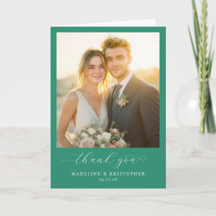 Romantic Teal Green Photo Thank You Card