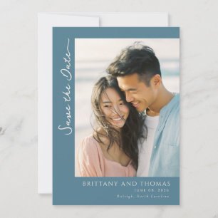 Romantic Teal Modern Photo Save The Date