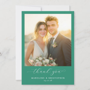 Romantic Teal Photo Thank You Card