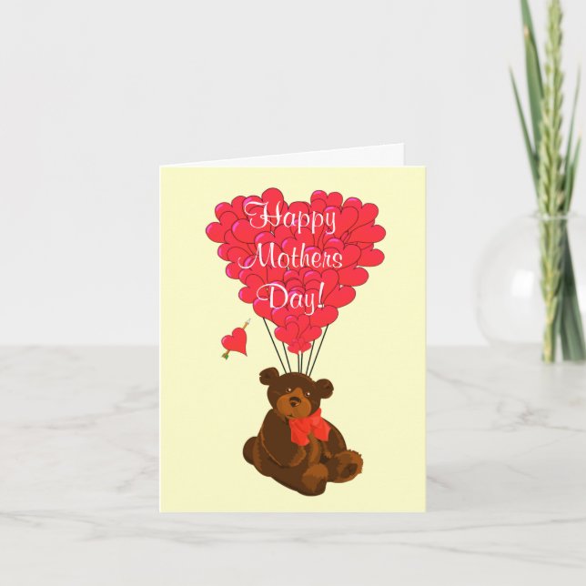 Romantic teddy bear mothers day card (Front)