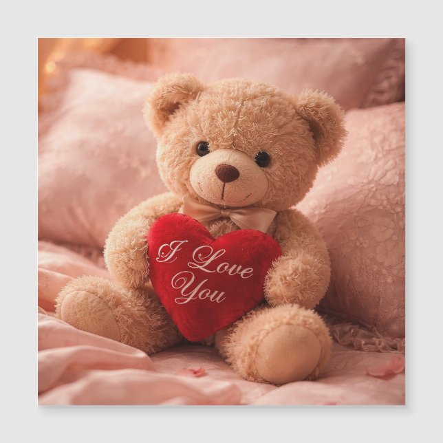 Romantic Teddy Bear Valentine Illustration (Front)