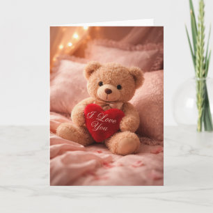 Romantic Teddy Bear Valentine Illustration Holiday Card
