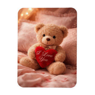 Romantic Teddy Bear Valentine Illustration Magnet