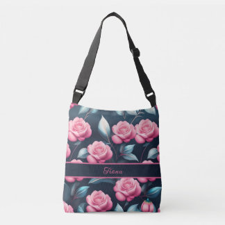 romantic, tender pink roses crossbody bag