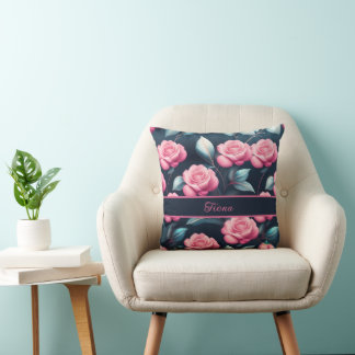 romantic, tender pink roses cushion