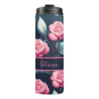 romantic, tender pink roses thermal tumbler
