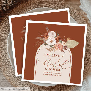 Romantic terracotta pampas boho bridal napkins