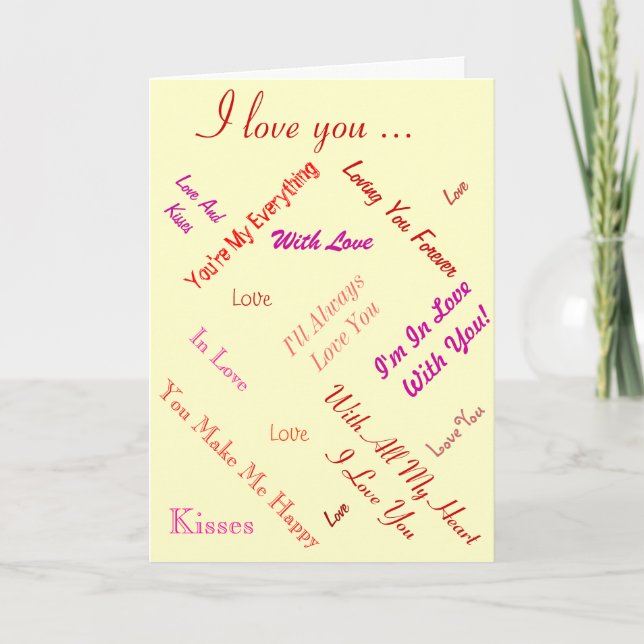 romantic text on cream background love holiday card (Front)