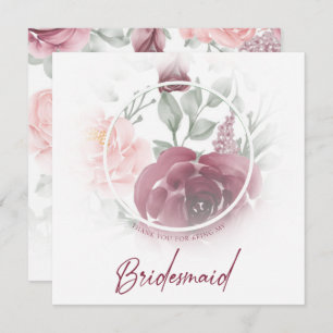 Romantic Thank You Bridesmaids Classic Floral Pink