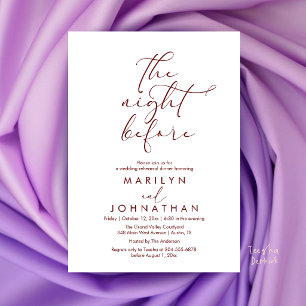 Romantic The Night Before Wedding Rehearsal Dinner Invitation