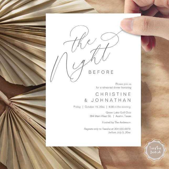 Romantic The Night Before Wedding Rehearsal Dinner Invitation (Romantic The Night Before Wedding Rehearsal Dinner Party Invitation Card, in Dark Grey)