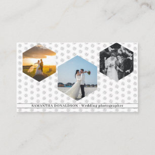 Romantic Three Photos Wedding Photography Business Card