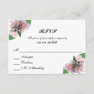 Romantic three pink roses floral chic RSVP