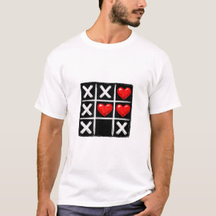 Romantic Tic Tac Toe Winning Heart Row Valentine  T-Shirt