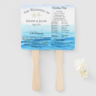 Romantic Tides Wedding Program Hand Fan