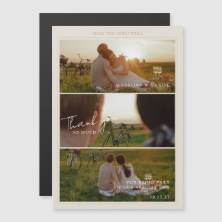 Romantic Timeless Border Photo Collage Wedding Magnetic Invitation