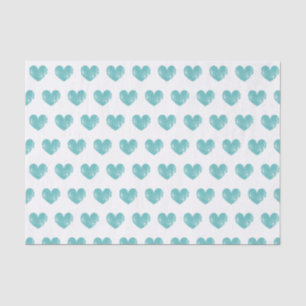 Romantic tissue paper with distressed teal hearts