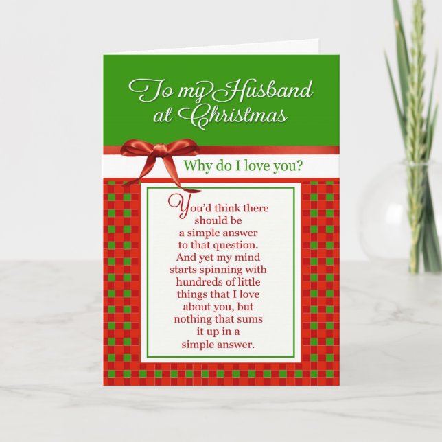 Romantic - To my Husband at Christmas Holiday Card (Front)