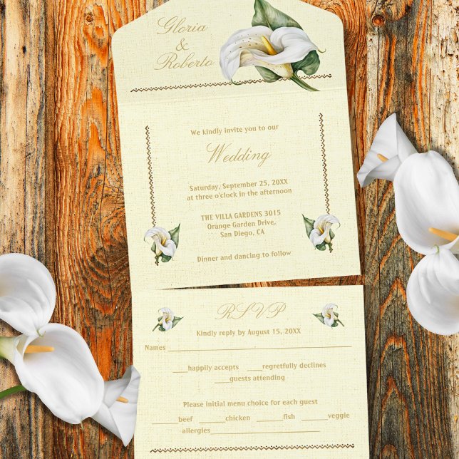 Romantic Tones Cala Lily Mexican Wedding All In One Invitation (Creator Uploaded)