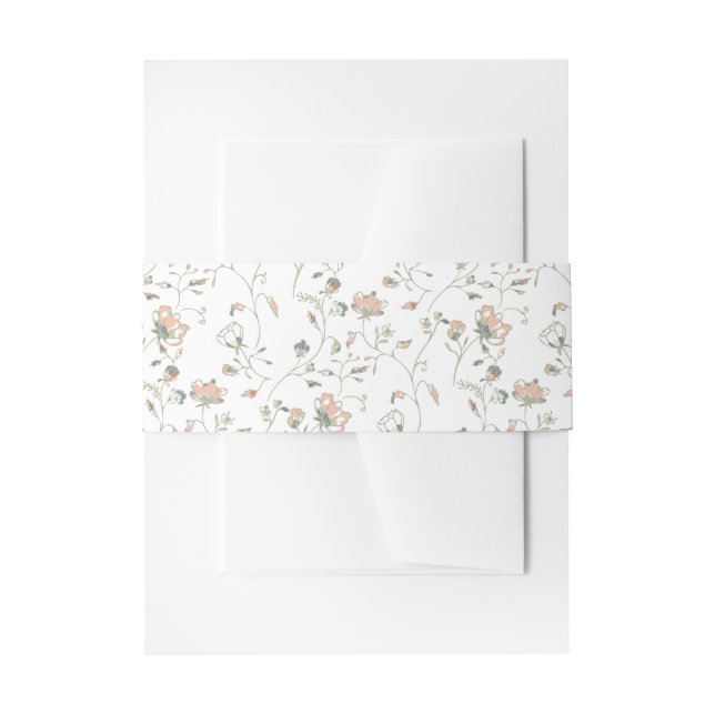 Romantic Trailing Floral  Invitation Belly Band (Front Example)