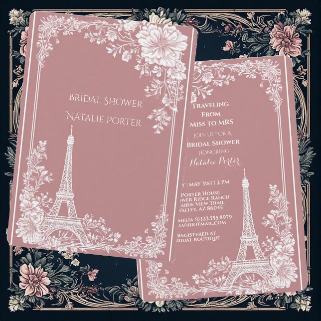 Romantic Traveling from Miss to Mrs Bridal Shower  Invitation (Romantic Traveling from Miss to Mrs Bridal Shower Invitation)