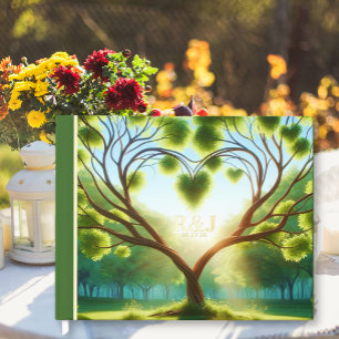 Romantic Tree Couple Monogram Wedding Guest Book