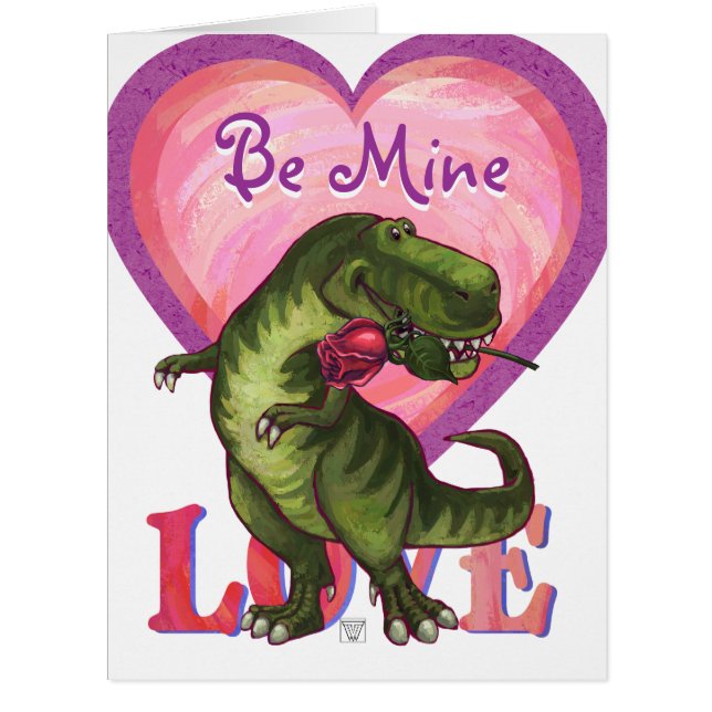Romantic TRex Be Mine Big Card (Front)