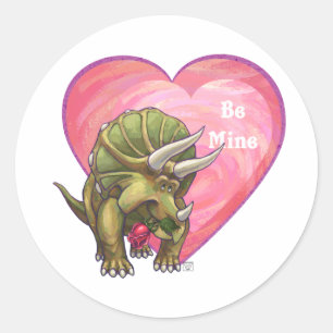Romantic Triceratops Be Mine Classic Round Sticker