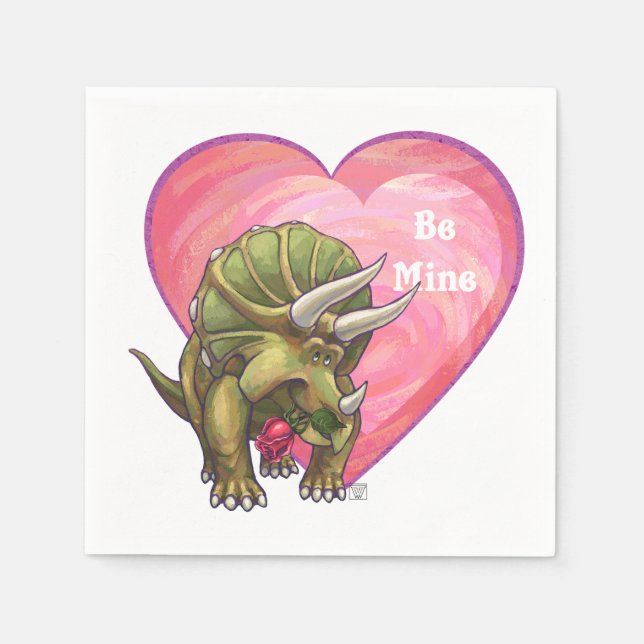 Romantic Triceratops Be Mine Napkin (Front)