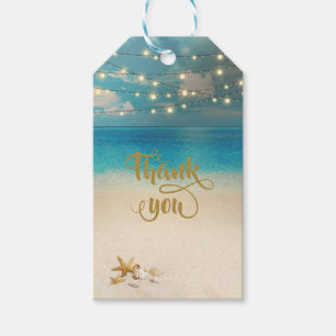 Romantic Tropical  Beach  Seashells Lights Gift Tags