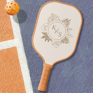 Romantic Tropical Greenery Wedding Pickleball Paddle