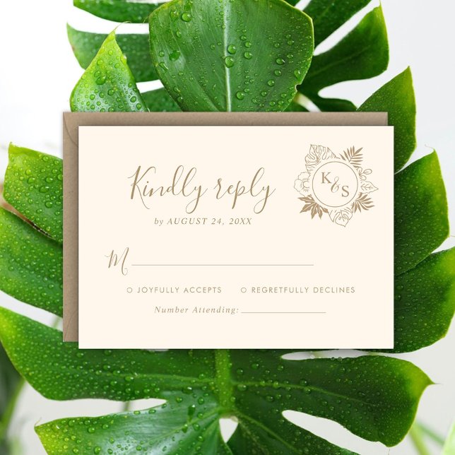 Romantic Tropical Greenery Wedding RSVP Card (Creator Uploaded)